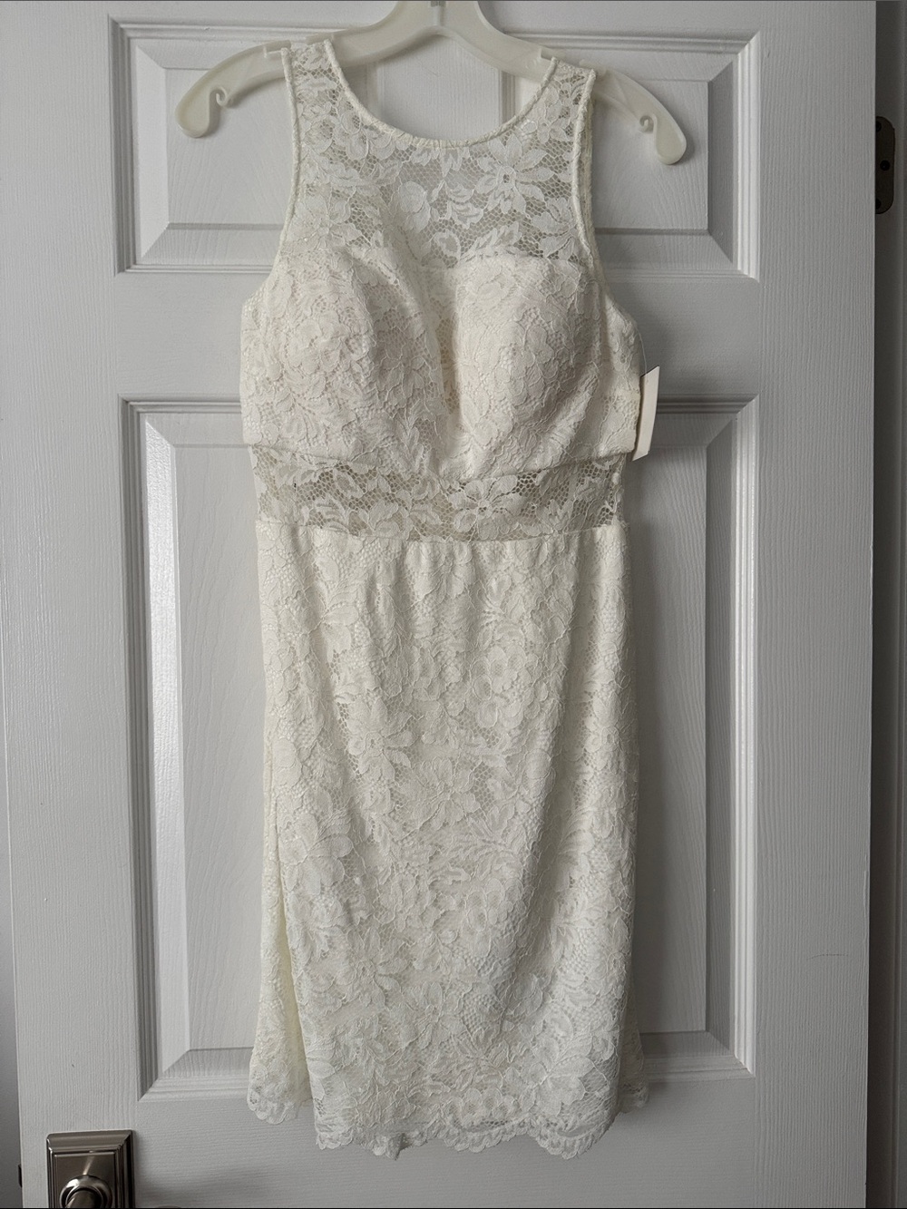 Sleeveless White Lace Dress